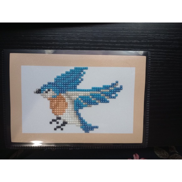 Handmade Other - 4x6" Diamond Painted Bird In Magnetic Frame - Eastern Bluebird
